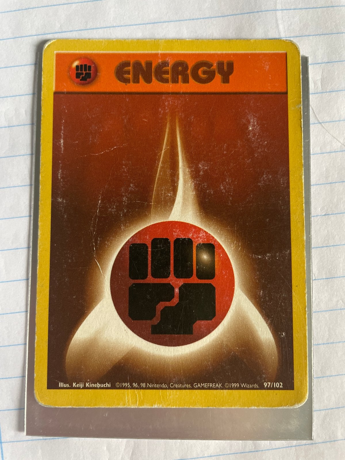 1995 Pokémon TCG Fighting Energy Card 97/102 (Base Set), Ophalen of Verzenden, Gebruikt, Losse kaart
