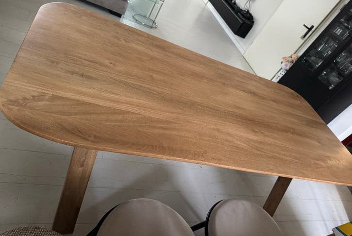 Massief Mango Houten Eettafel  200x 95x76 hoog, Ophalen, 200 cm of meer, 50 tot 100 cm, Zo goed als nieuw
