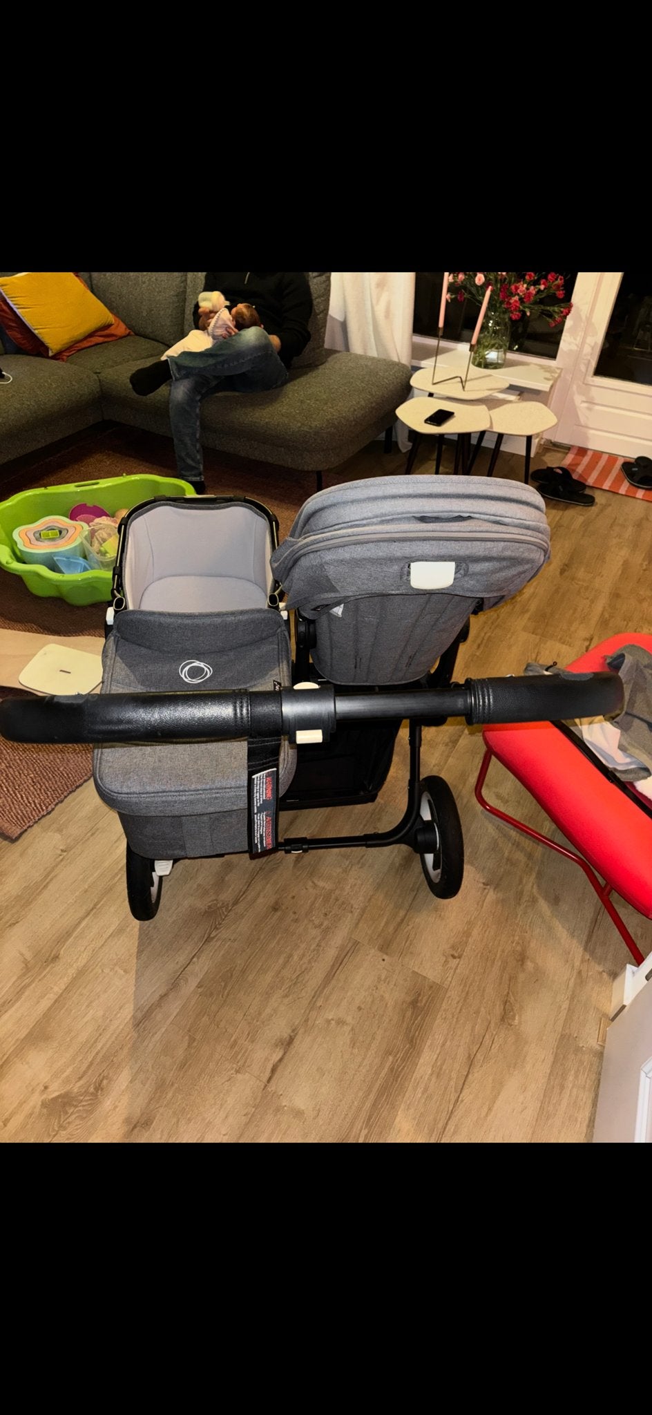 Bugaboo Donkey 2 Duo Grey Melange - Zeer Compleet, Ophalen, Gebruikt, Combiwagen, Duowagen