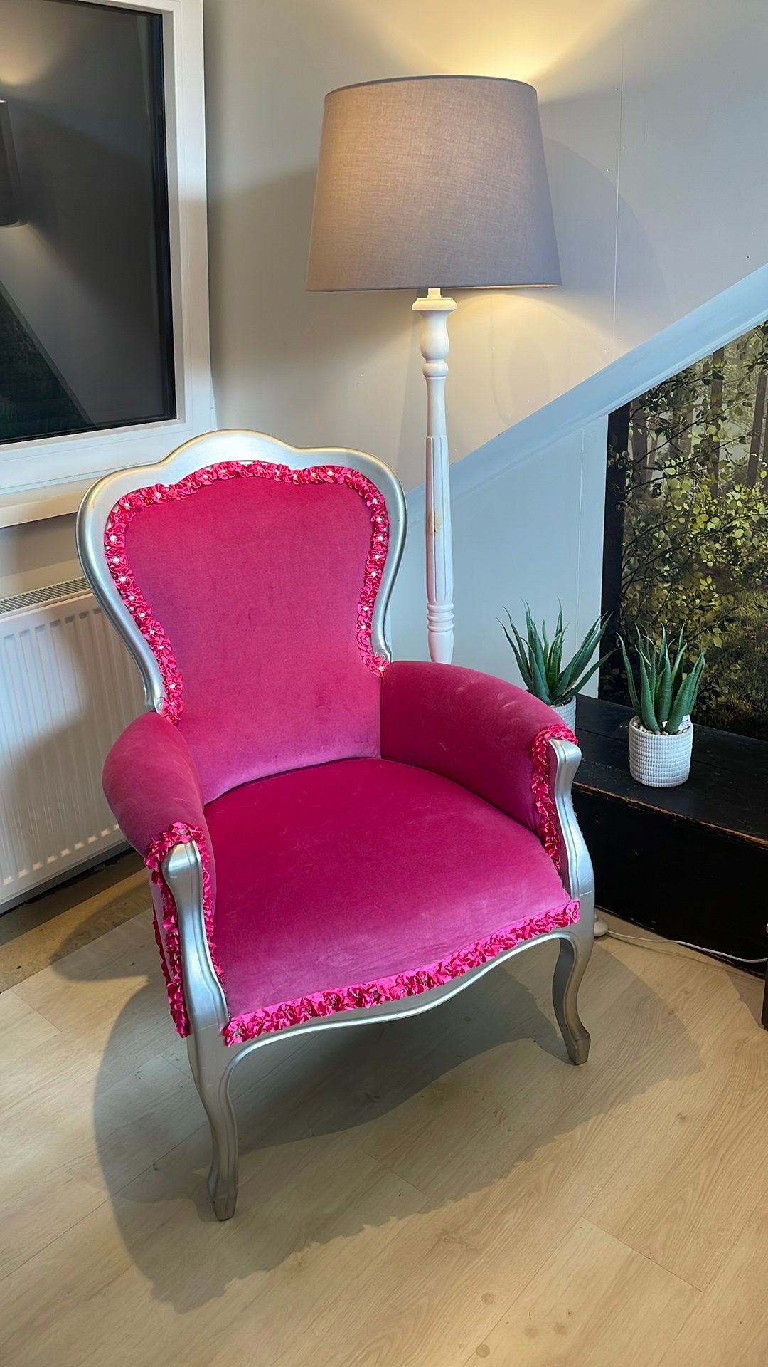 Prachtige Roze Barok Fauteuil – Eyecatcher voor Meidenkamer, Ophalen, Barrok, Overige kleuren, Nieuw