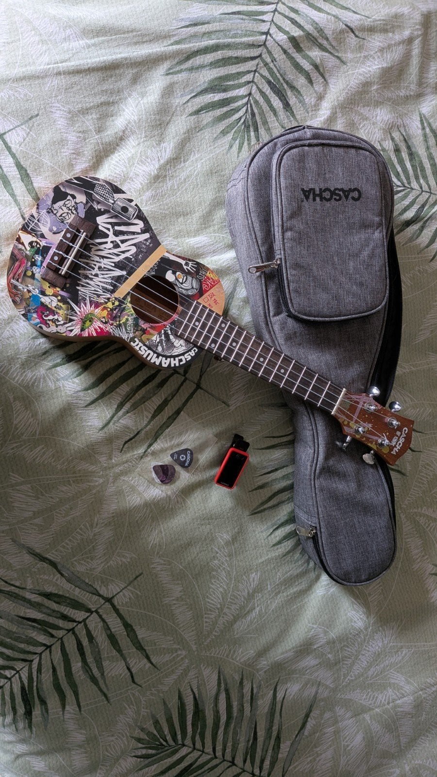 Cascha Art Series Ukulele - Linkshandig gemonteerd, Ophalen of Verzenden, Gebruikt, Overige typen, Met koffer