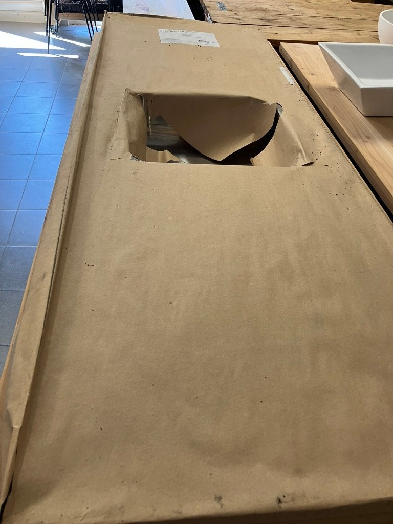nieuw keukenblad (wafelmotief) Reginox, Ophalen, 150 tot 200 cm, Nieuw, Minder dan 100 cm