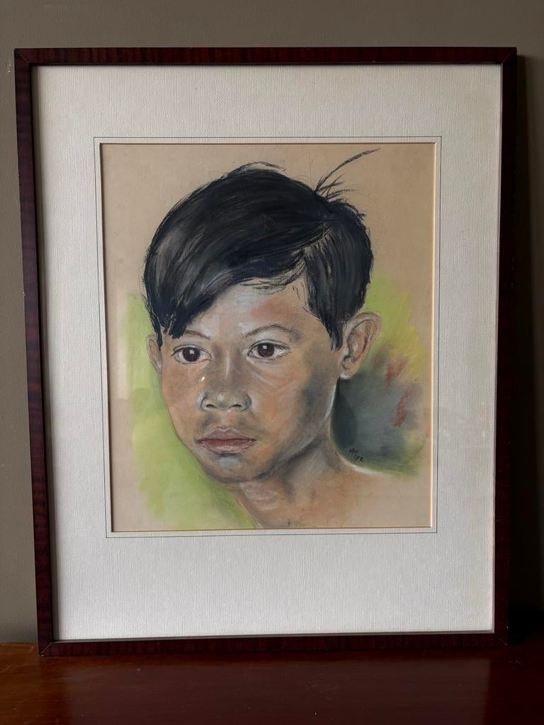 Vintage Pastel Portret van een Jongen (63,5x51 cm), Ophalen