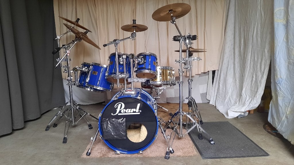 Drumstel Pearl SLX incl. bekkens en hardware, Muziek en Instrumenten, Ophalen, Gebruikt, Pearl