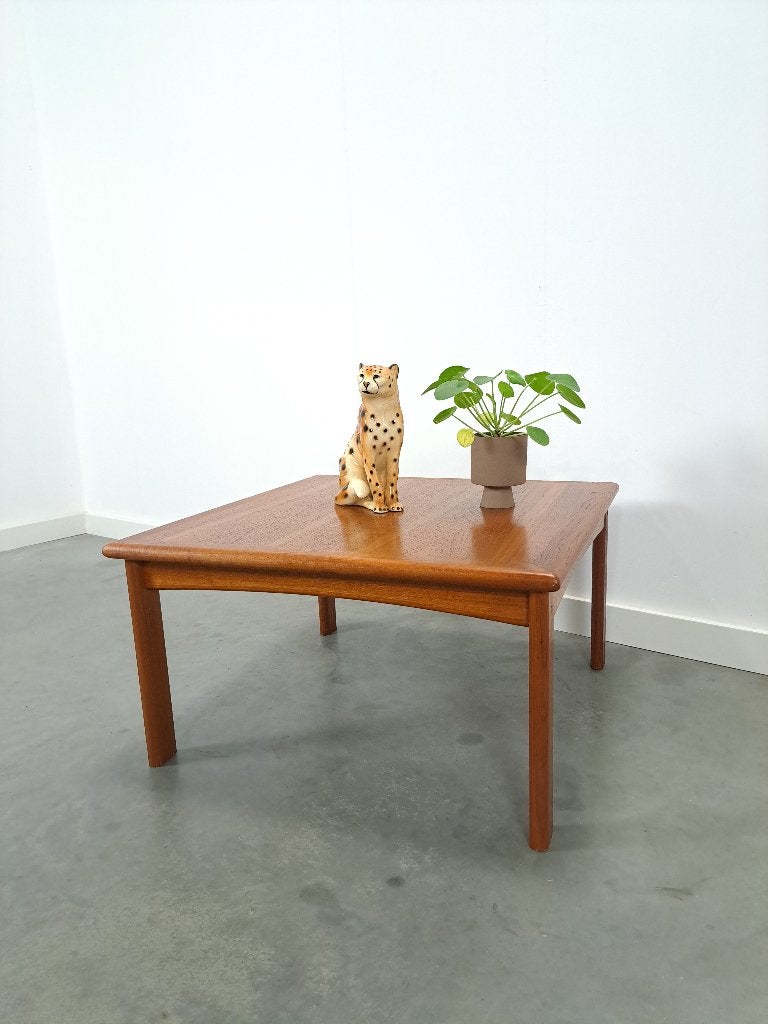 Deense vierkante Glostrup teak salontafel, nr, 4, Gebruikt, 50 tot 100 cm, 5 – 50, Scandinavisch, deens design, vintage