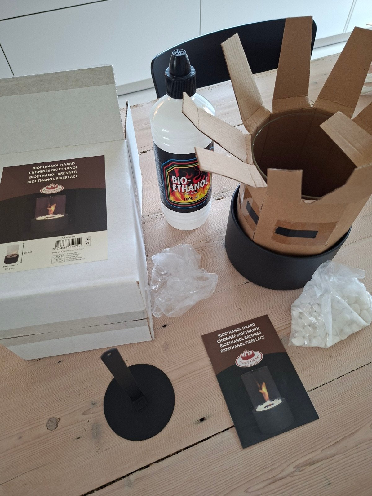 Bio-ethanol haard met brandstof en accessoires, Ophalen of Verzenden, Nieuw, Vrijstaande haard, Overige soorten