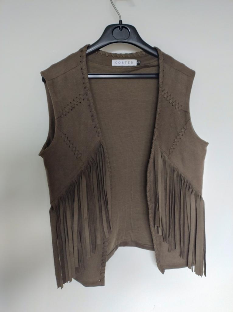 Costes gilet bohemian rodeo cowgirl kaki olijf franjes XS, Kleding | Dames, Ophalen of Verzenden, Zo goed als nieuw, Costes, Maat 34 (XS) of kleiner