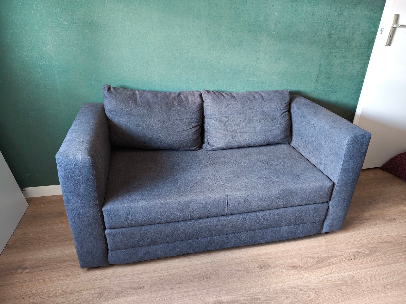 Grijze Slaapbank 2-zits twijfelaar, Ophalen, Zo goed als nieuw, Twijfelaar, 120 cm