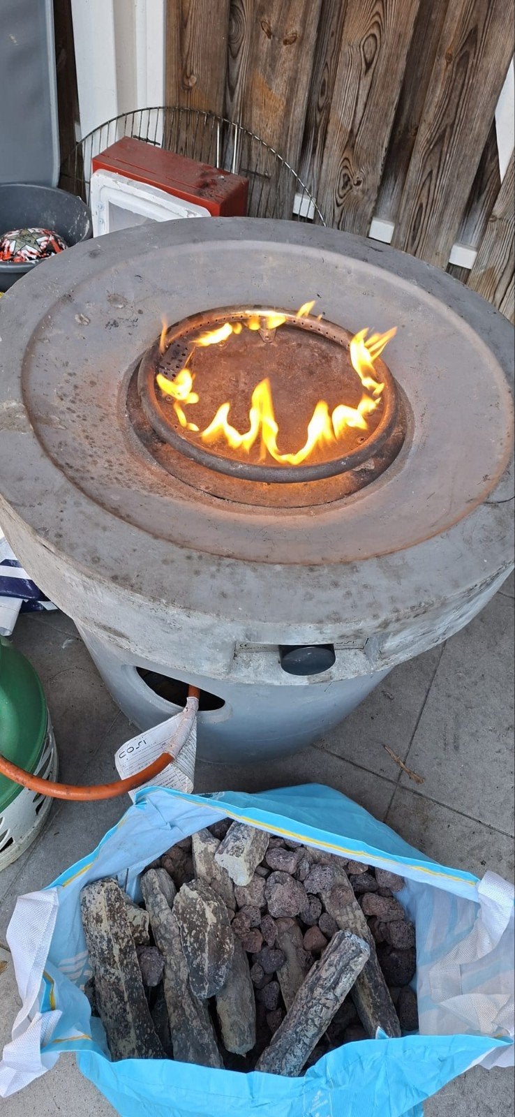 Cosi Vuurtafel/Vuurkorf met lavastenen en houtblokken, Tuin en Terras, Ophalen of Verzenden, Gebruikt, Vuurkorf