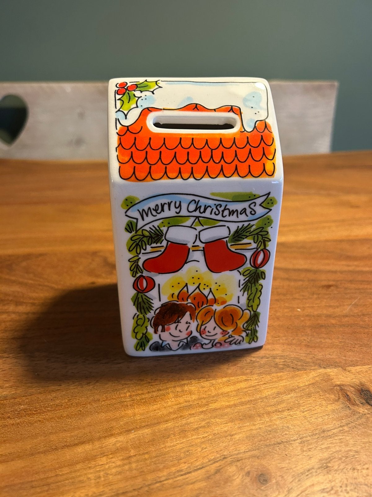 Blond Amsterdam Kerst spaarpot huisje nieuw, Ophalen of Verzenden, Nieuw, Steen, Aardewerk of Keramiek