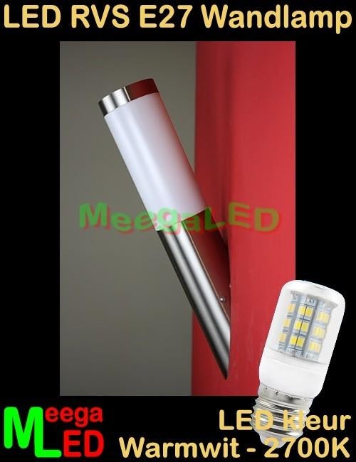 UITVERKOOP: LED RVS E27 wandlamp / fakkellamp Sidney, Huis en Inrichting, Ophalen of Verzenden, Nieuw, Metaal, LED Wand Fakkellamp