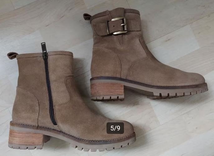 Prachtige suede ( leren) enkellaarzen (39), Minka, Beige, Lage of Enkellaarzen, Ophalen of Verzenden
