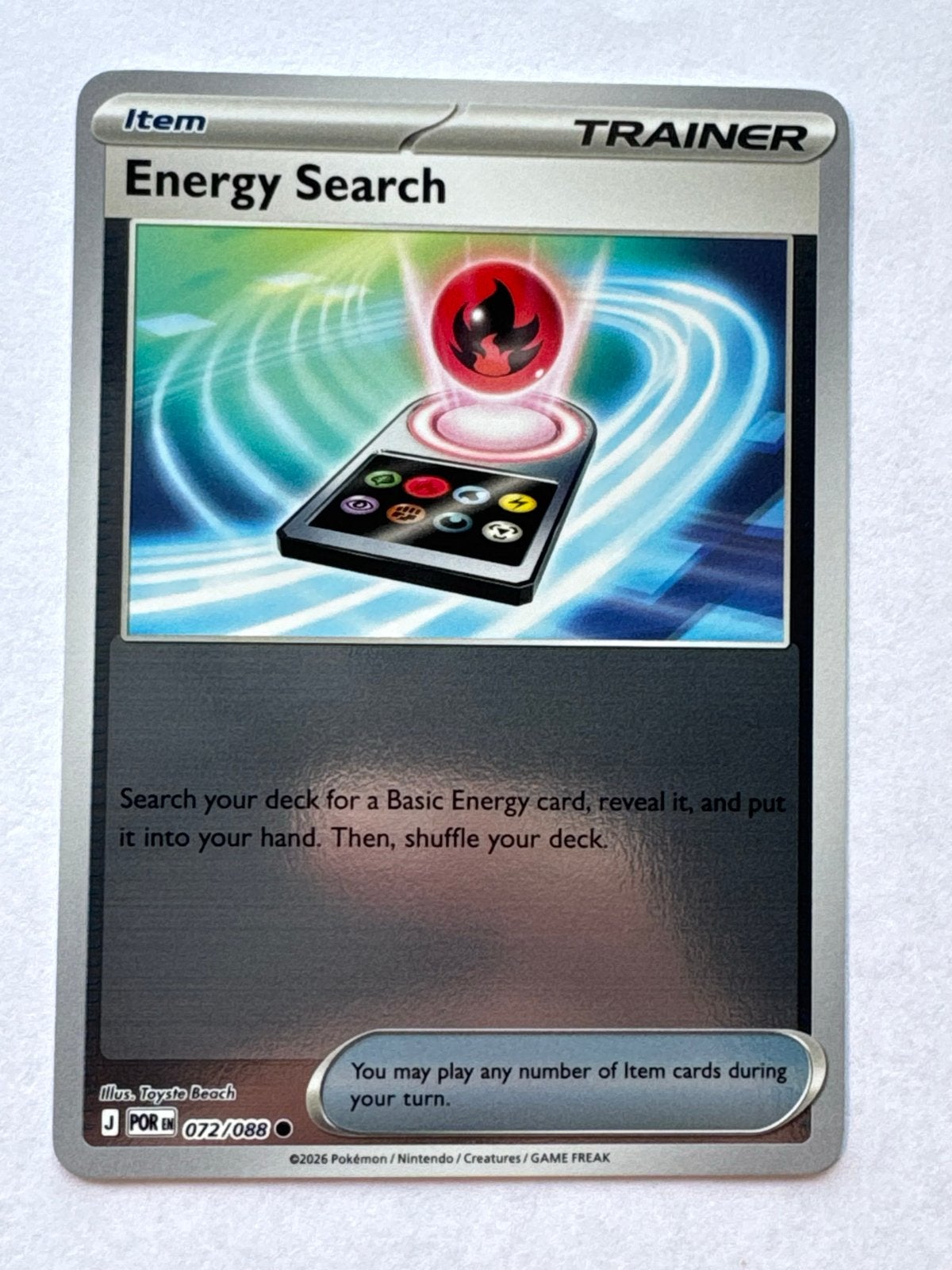 Pokémon TCG Energy Search Trainer Kaart 072/088, Ophalen of Verzenden, Zo goed als nieuw, Losse kaart
