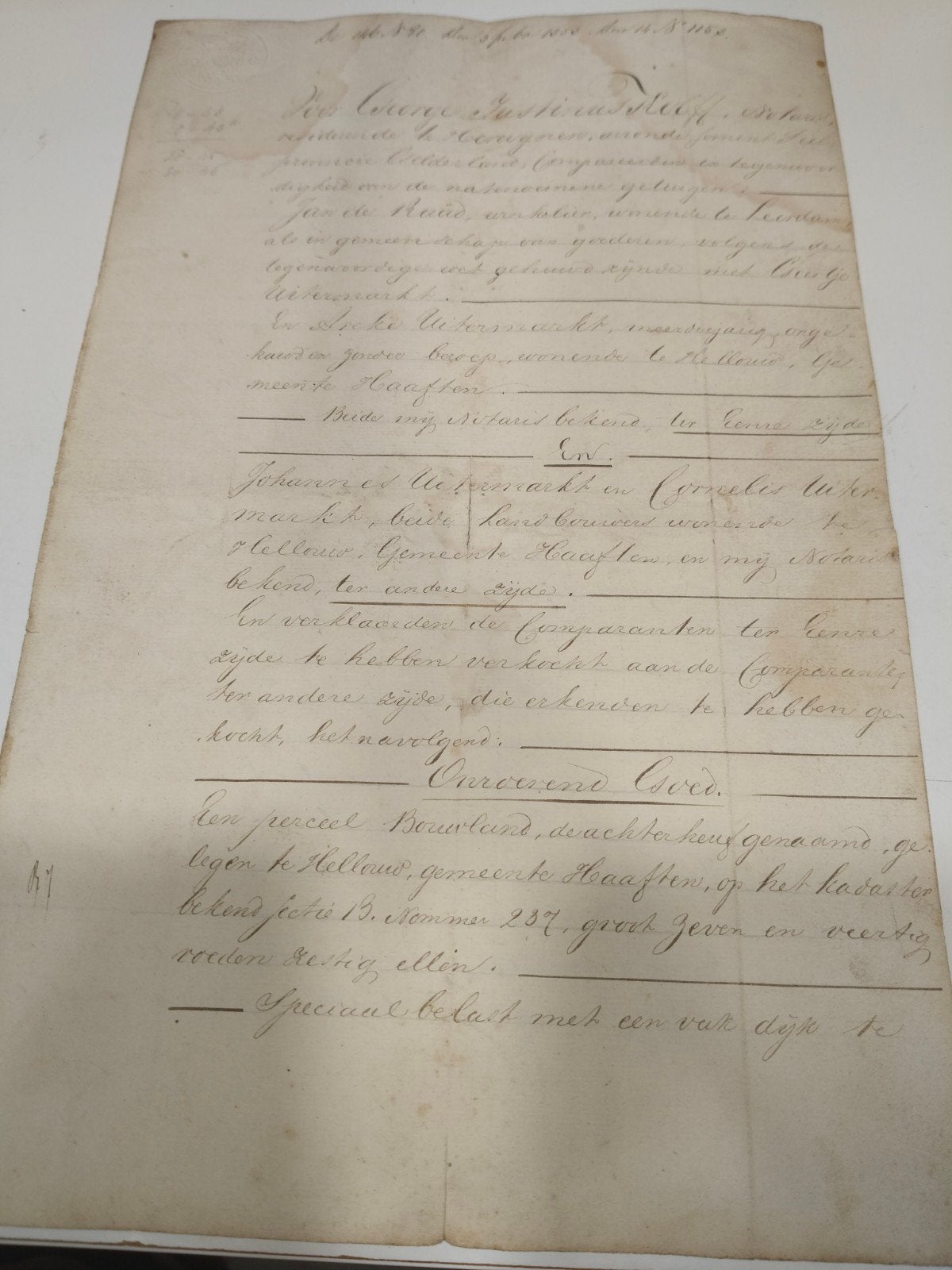 Oude notariële akte - Historisch document, Antiek en Kunst, Verzenden