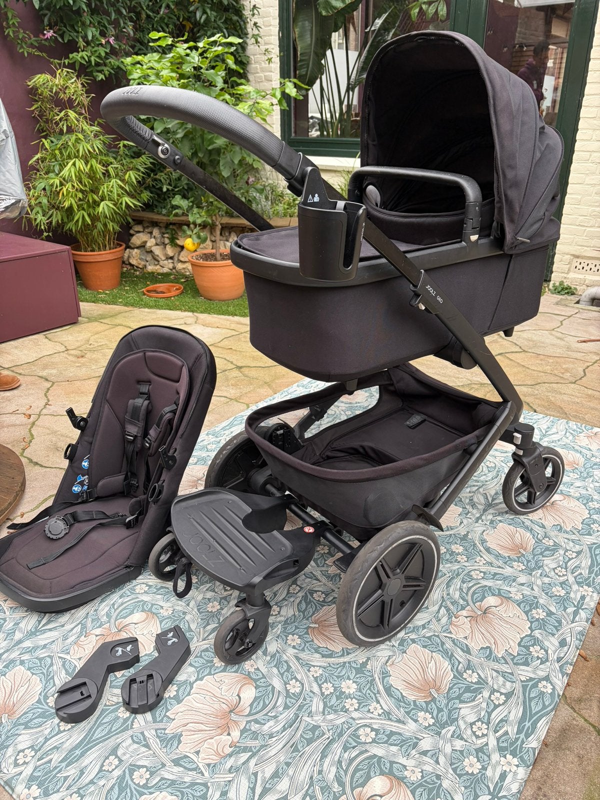 Joolz Geo 3 zwarte kinderwagen met veel accessoires, Gebruikt, Duowagen, Combiwagen, Ophalen