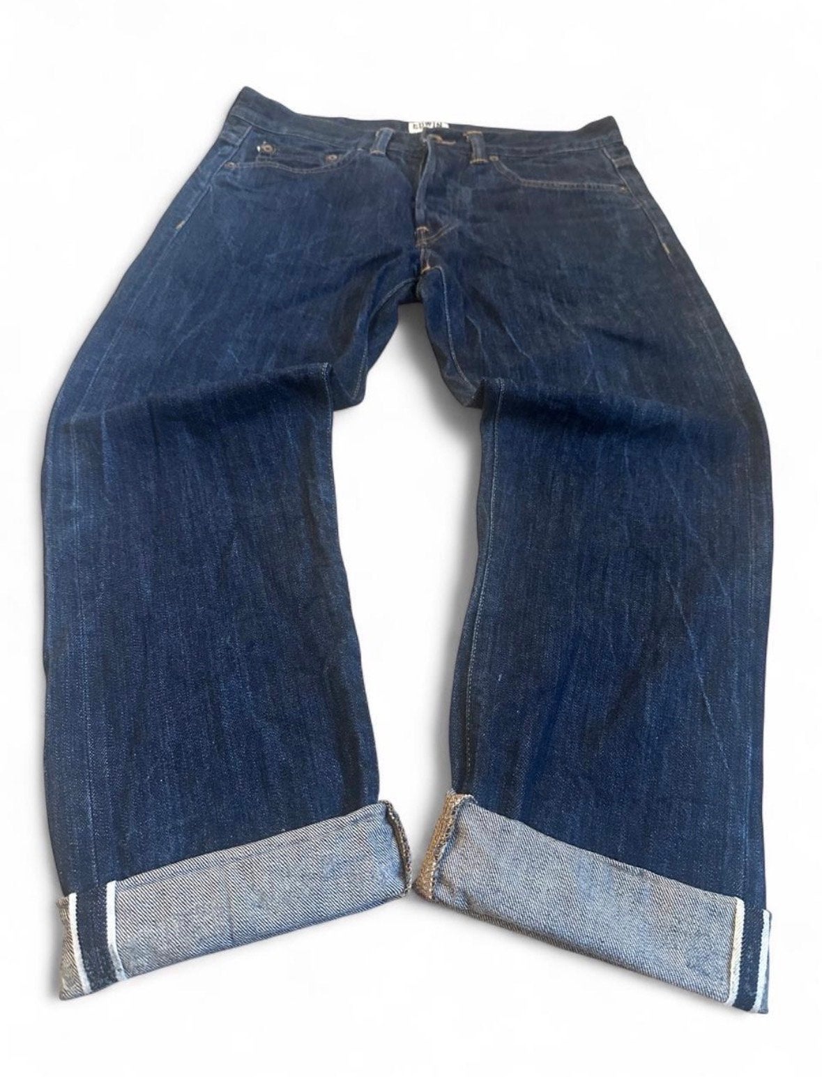 Edwin ED-80 Selvedge Jeans W32 L28 Slim Tapered Raw Hem, Kleding | Heren, Ophalen of Verzenden, Gedragen, Blauw, W32 (confectie 46) of kleiner