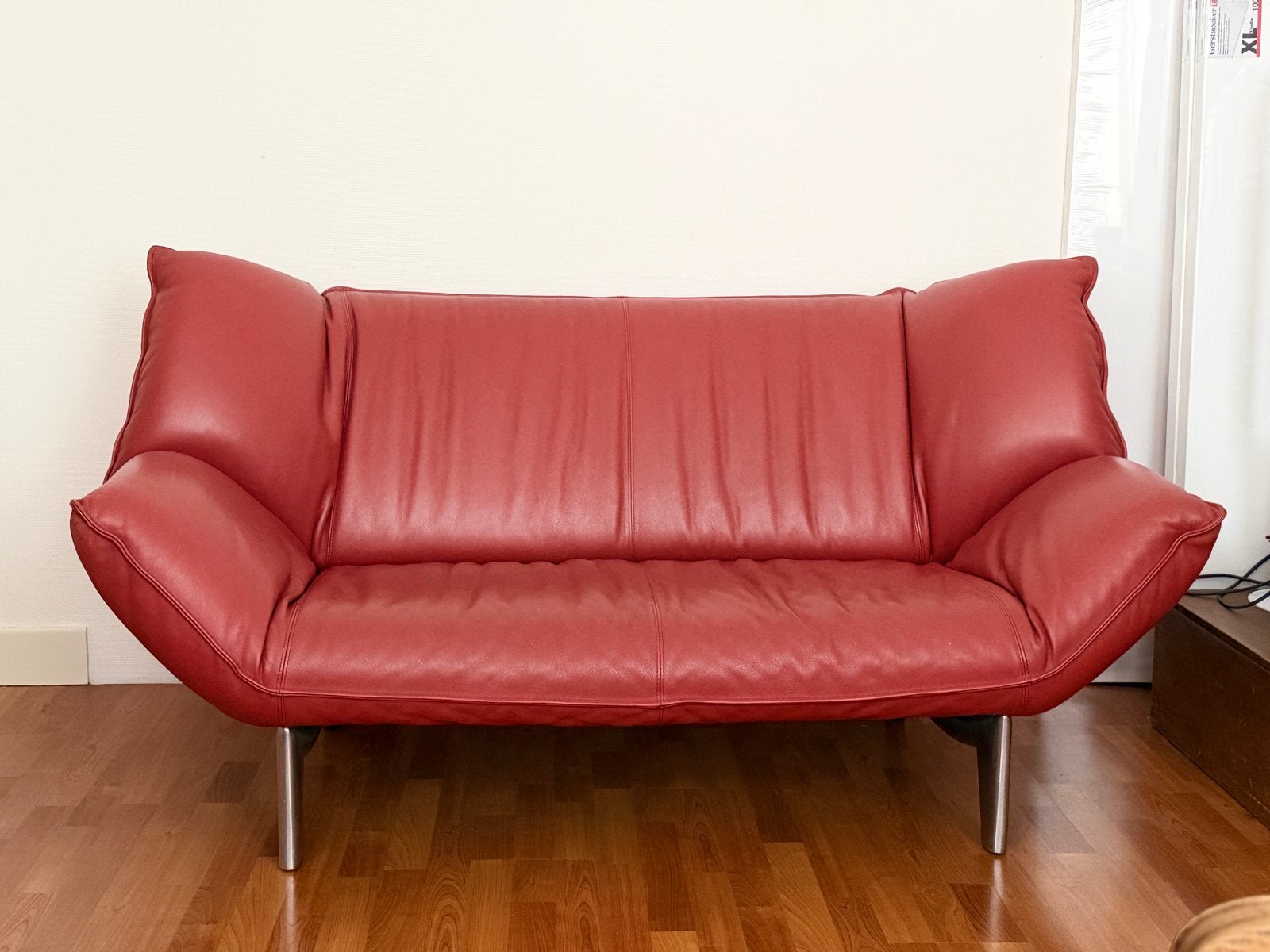Leolux Tango design bank rood leer (2-zits klassieker), Huis en Inrichting, Ophalen, Gebruikt, 150 tot 200 cm, Tweepersoons