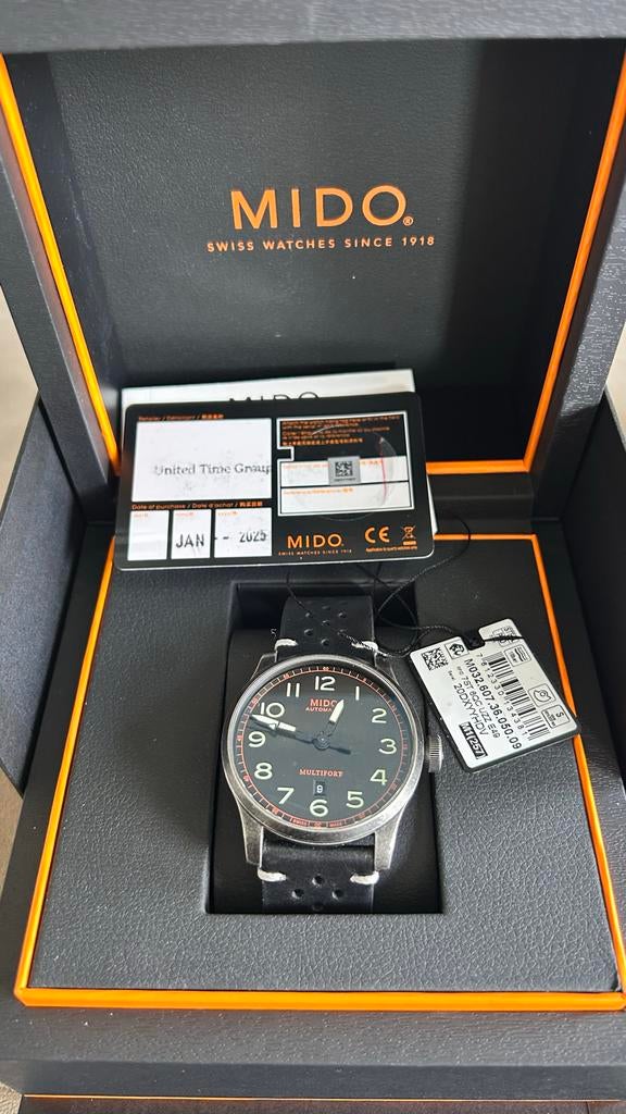 Mido Multifort Horloge - Powermatic 80, Overige merken, Leer, Staal, Polshorloge