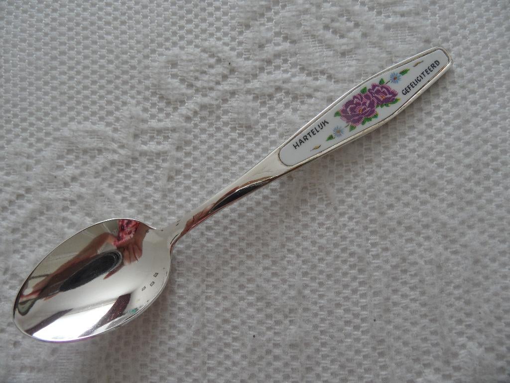 silverplated HCU lepeltje Hartelijk gefeliciteerd (in doos), Ophalen of Verzenden