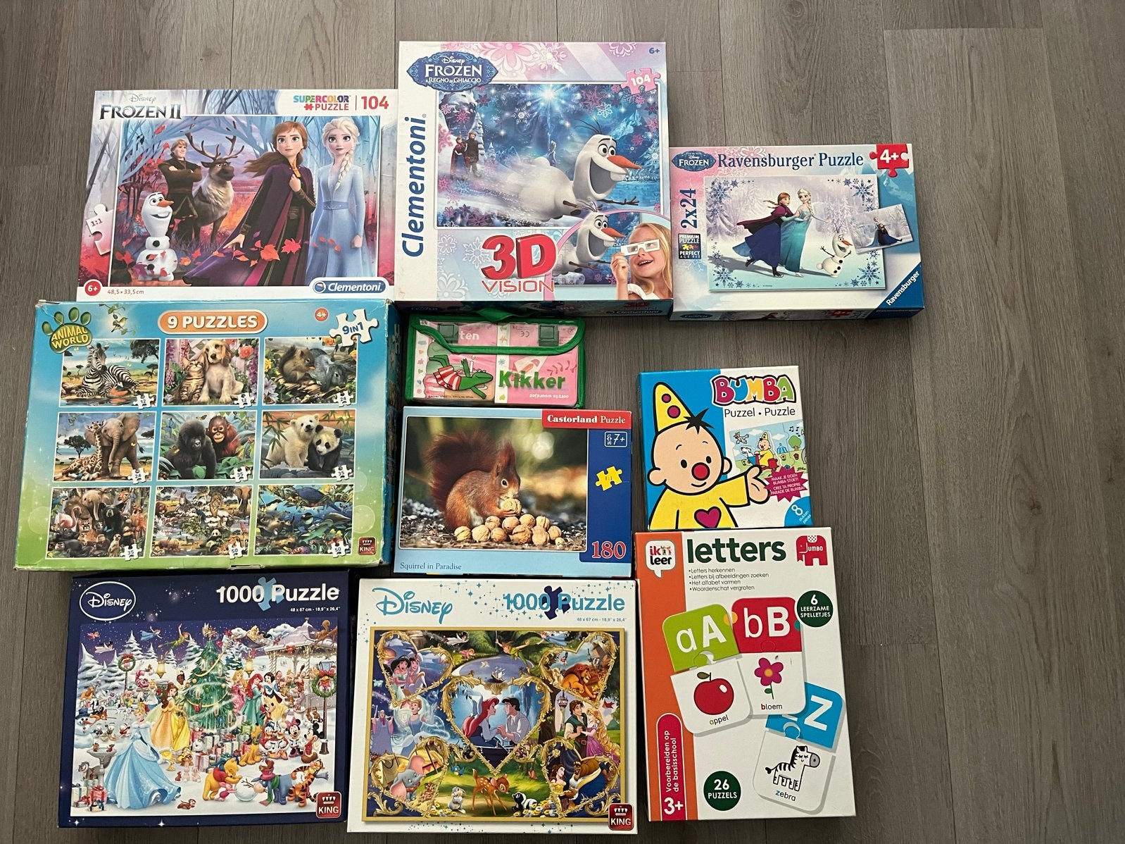 Diverse puzzels: Disney, Frozen, Dieren, Bumba, Letters, Ophalen of Verzenden, Minder dan 500 stukjes, Gebruikt, Legpuzzel
