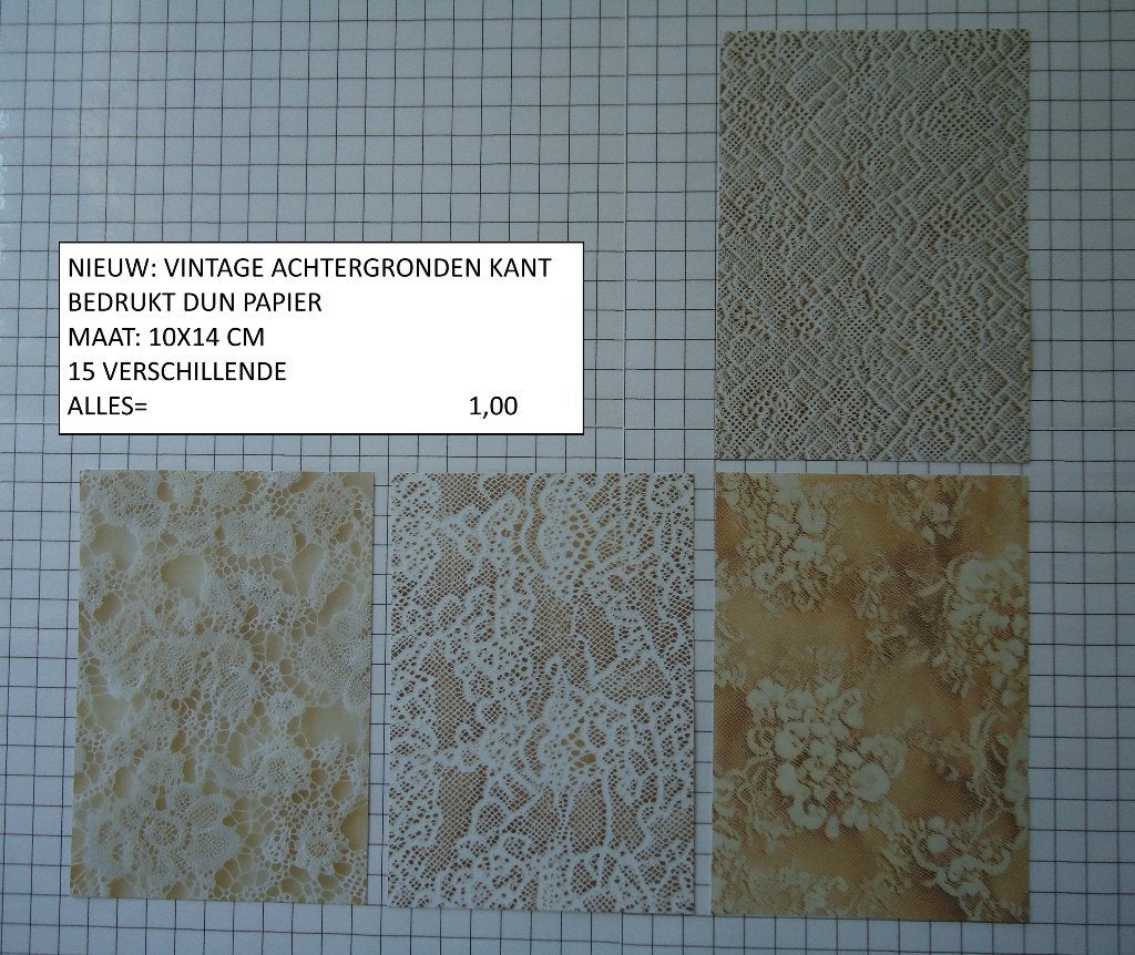 vintage achtergronden kant set 15 stuks ( alleen verzenden, Ophalen, Nieuw, Papier of Karton, Overige merken