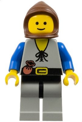 LEGO Castle cas092 Peasant - Light Gray Legs, Brown Hood, Gebruikt, Lego, Ophalen of Verzenden, Minifiguur