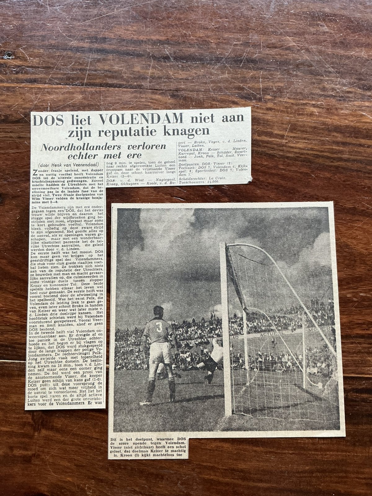 Voetbal krantenartikel DOS Volendam augustus 1959, Verzamelen, Tijdschriften, Kranten en Knipsels, Ophalen of Verzenden, 1940 tot 1960