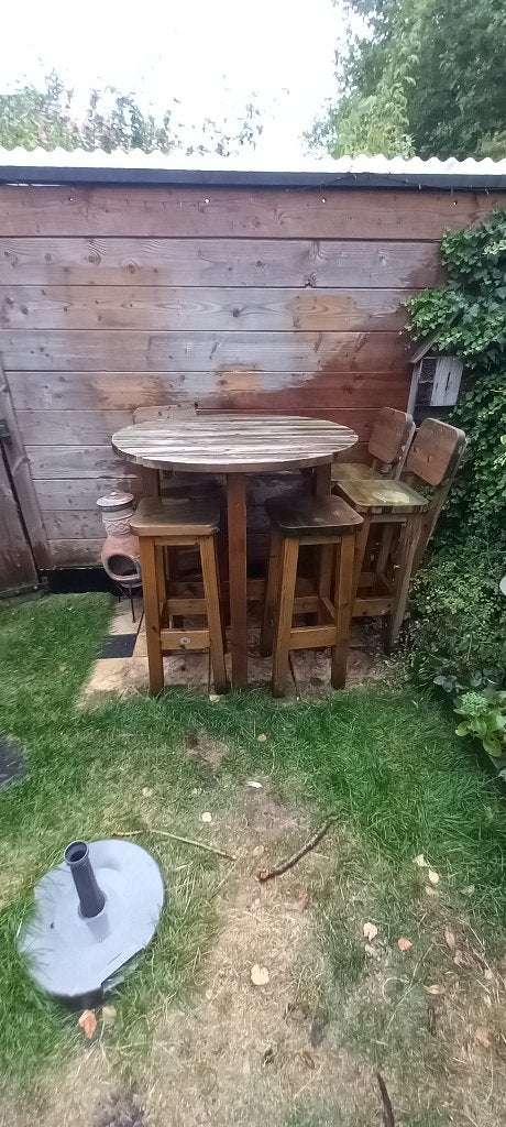 Massief houtentuinset, Ophalen, 5 zitplaatsen, Gebruikt, Tuinset