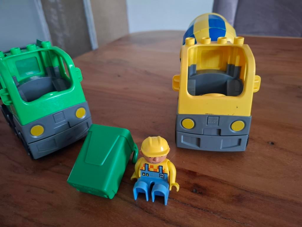 Duplo cementwagen, vuilniswagen en Bob de Bouwer, Inclusief minifiguren, Gebruikt, Ophalen of Verzenden, Duplo