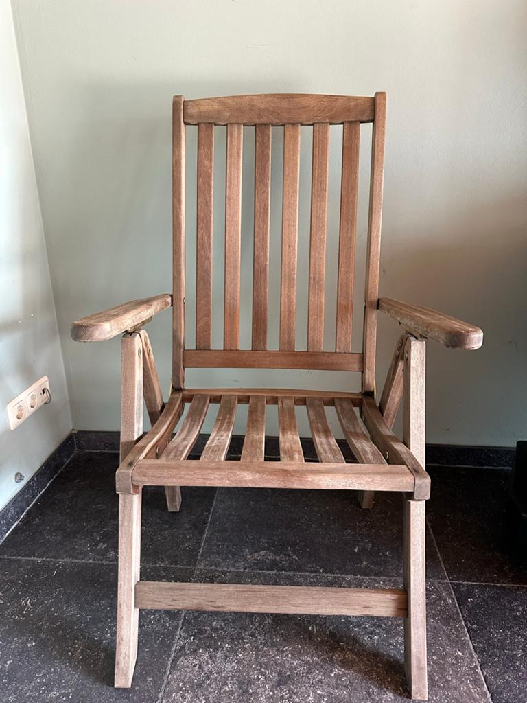 4 Classic Collection houten tuinstoelen!, Tuin en Terras, Ophalen, Zo goed als nieuw, Hout, Verstelbaar