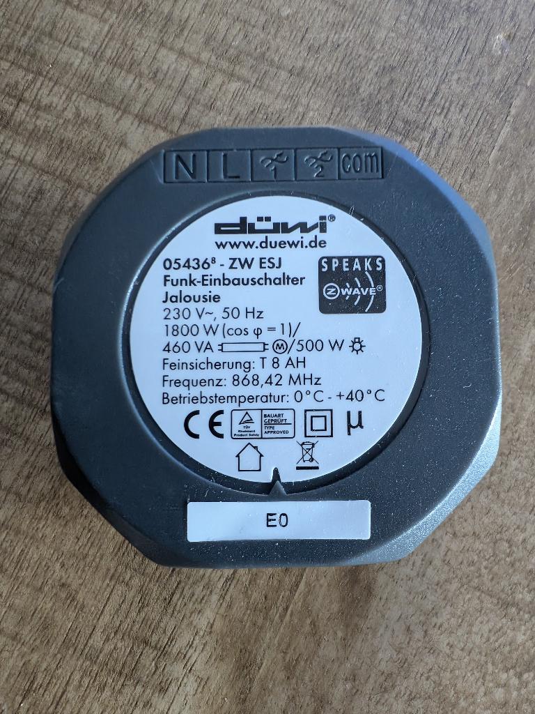 Z-wave jalousie schakelaar Düwi 05436, Ophalen of Verzenden, Zo goed als nieuw, Schakelaar