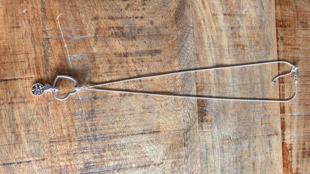 Pandora Zilveren ketting met hart en levensboom hanger, Ophalen of Verzenden, Zo goed als nieuw, Zilver, Met hanger