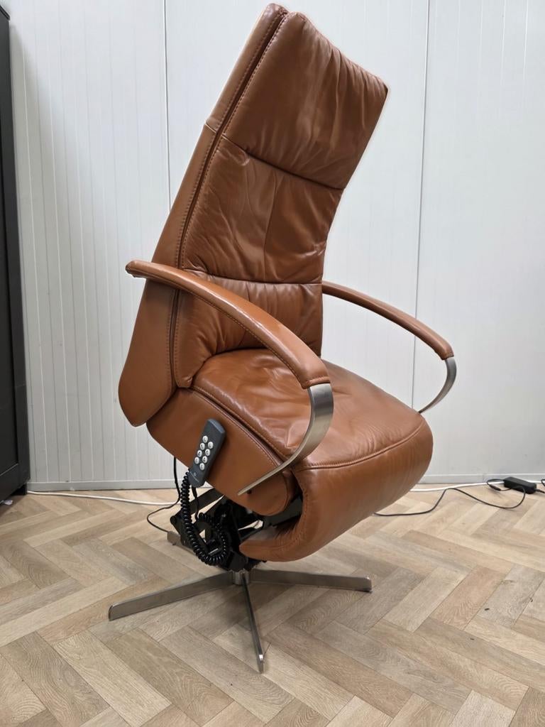 Humberto sta op stoel cognac leer sterrenpoot medium/large, Ophalen of Verzenden, Zo goed als nieuw, Leer, 50 tot 75 cm