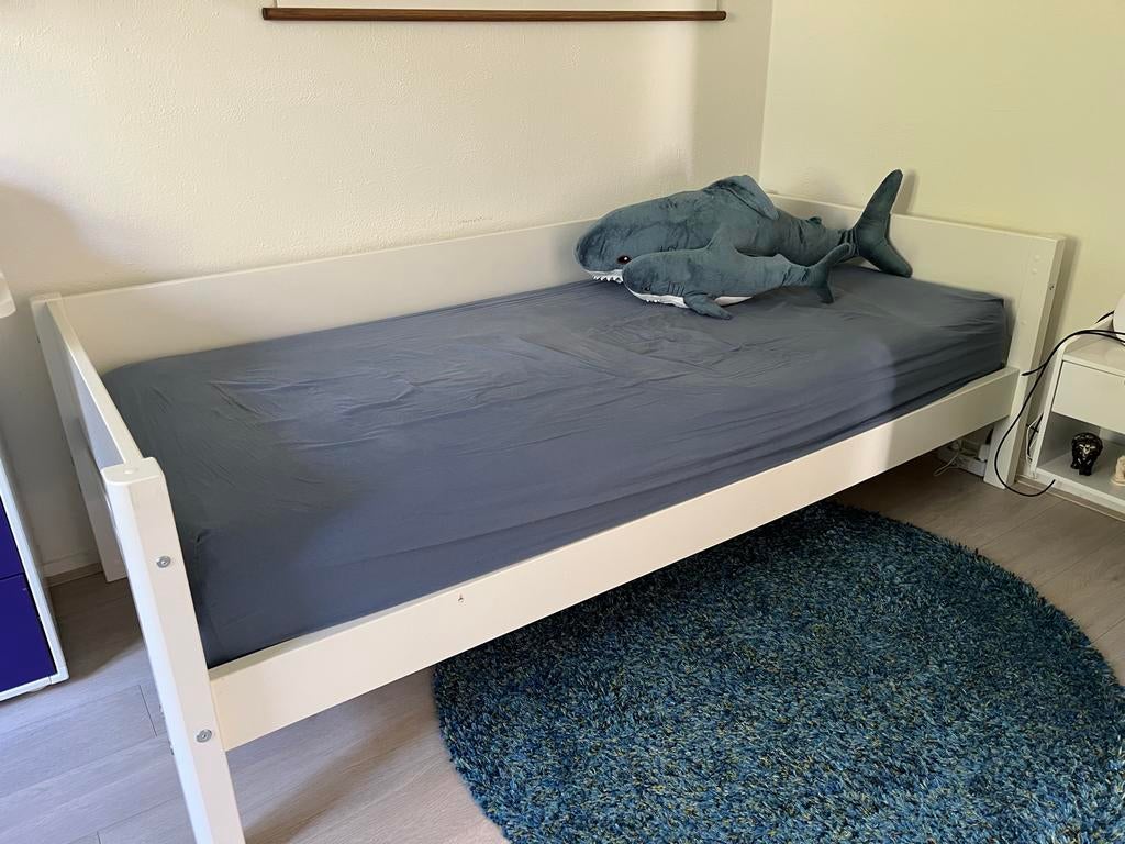 Flexa White eenpersoonsbed/bedbank 90x200, Ophalen, Eenpersoons, Wit, 200 cm