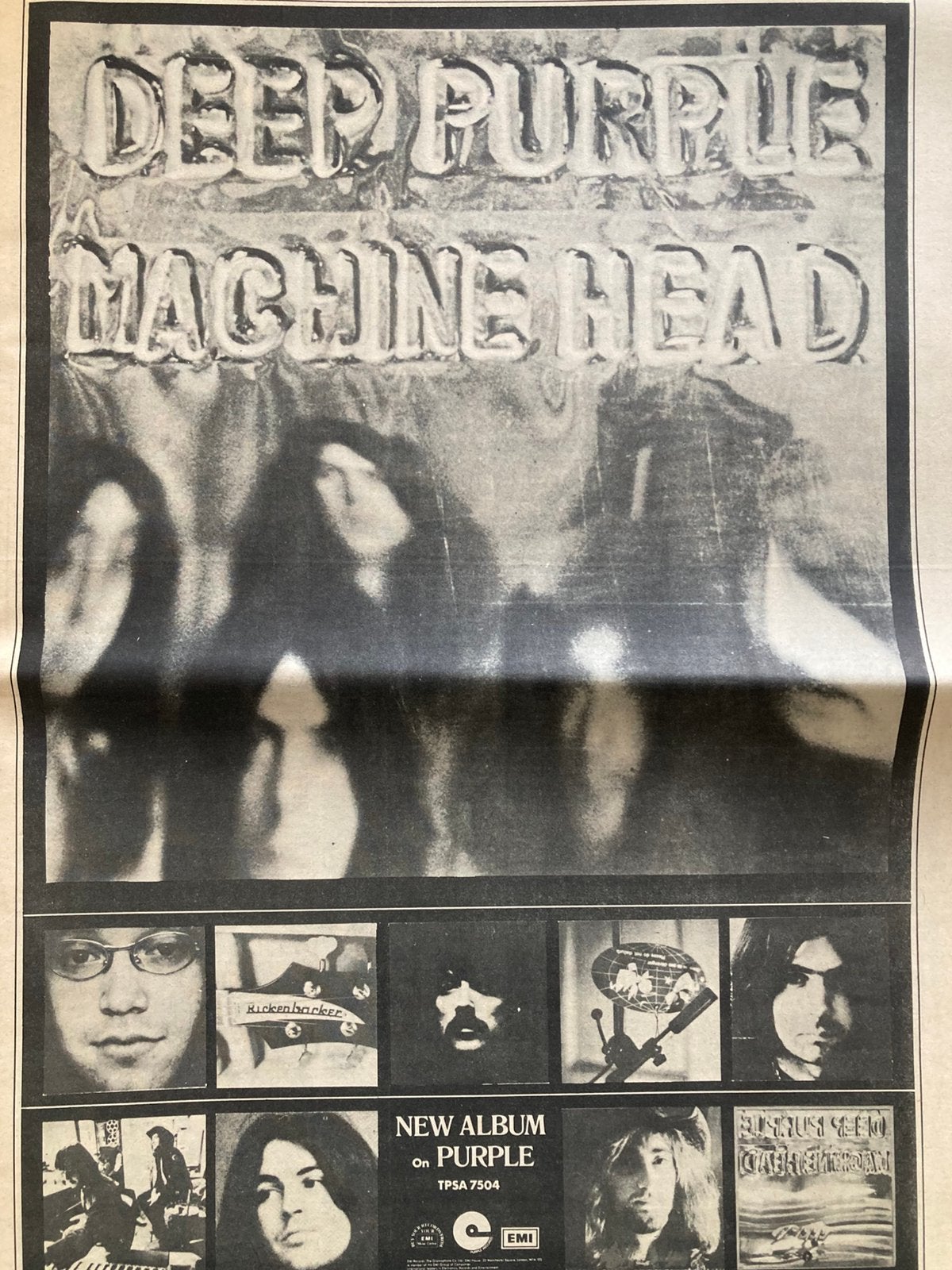 Paginagrote A3 advertentie DEEP PURPLE Machine Head release, Cd's en Dvd's, Vinyl | Hardrock en Metal, Ophalen of Verzenden, Zo goed als nieuw