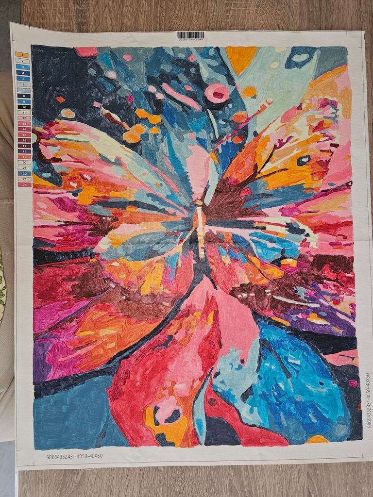 Vlinder zelf geschilderd, Antiek en Kunst, Kunst | Schilderijen | Abstract, Ophalen of Verzenden