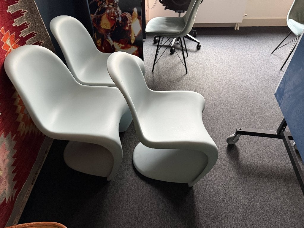 3x originele Vitra Panton Chair – Ice Grey – Verner Panton, Ophalen, Gebruikt, Grijs, Drie