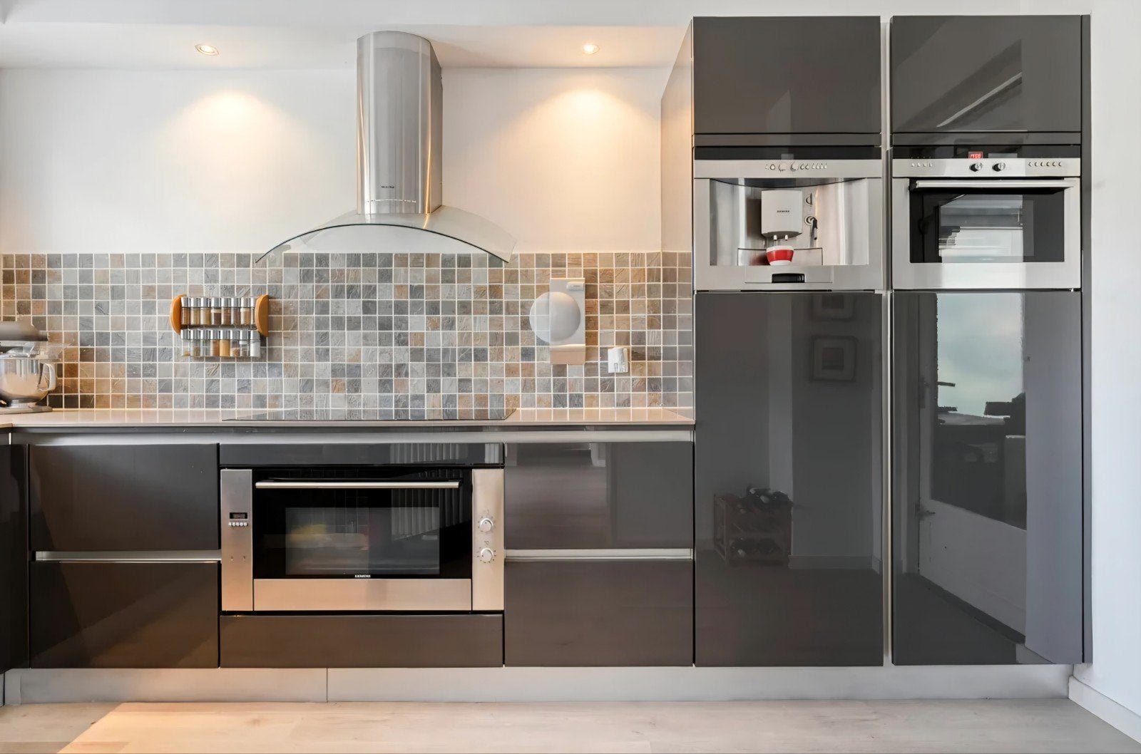 L-vormige hoekkeuken 410-220cm+ apparatuur + composiet blad, Huis en Inrichting, Keuken | Complete keukens, Gebruikt, Hoekkeuken