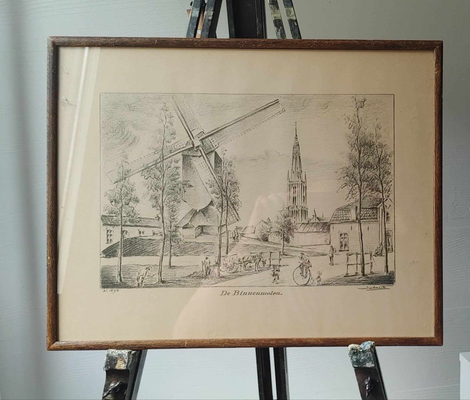Reproductie van een tekening van Jos Smeets., Ophalen of Verzenden