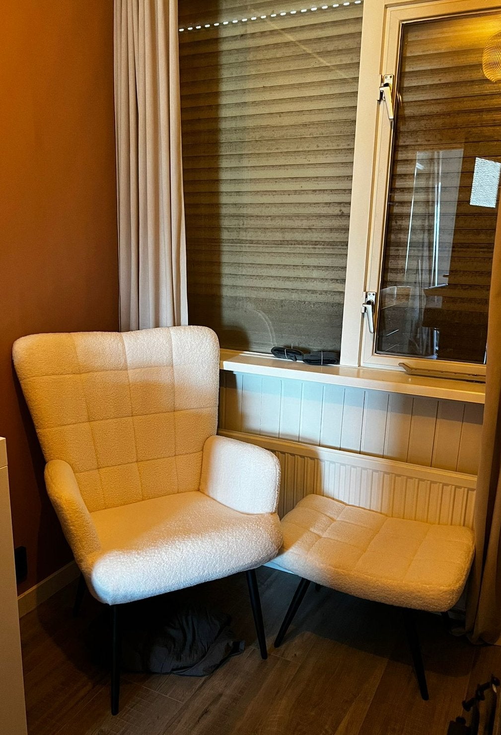 Nimara Fauteuil creme teddy stoel, Huis en Inrichting, Stoelen, Ophalen, Gebruikt, Wit, Eén