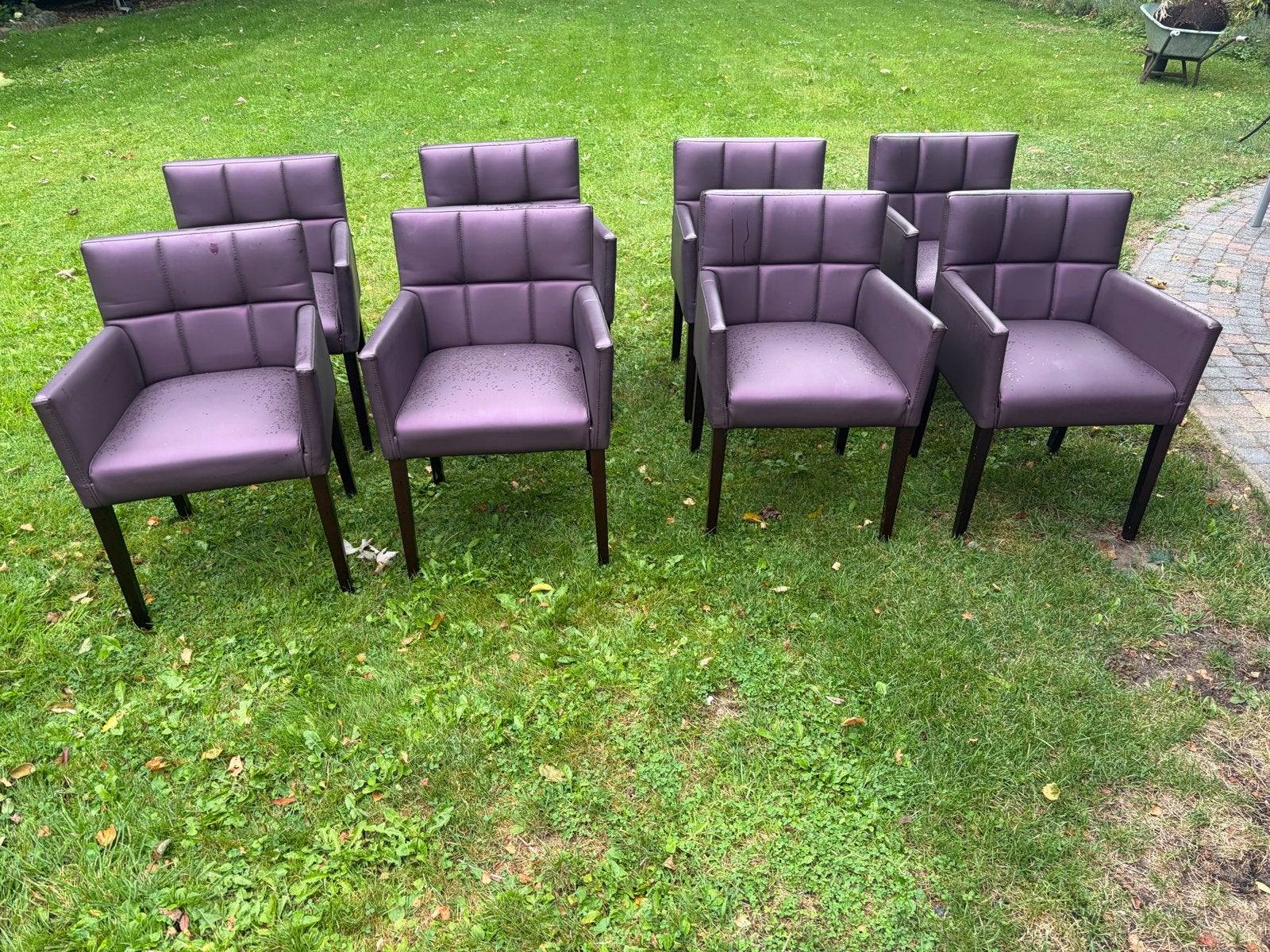 8 paarse eetkamerstoelen, Huis en Inrichting, Stoelen, Ophalen, Kunststof, Gebruikt, Overige kleuren