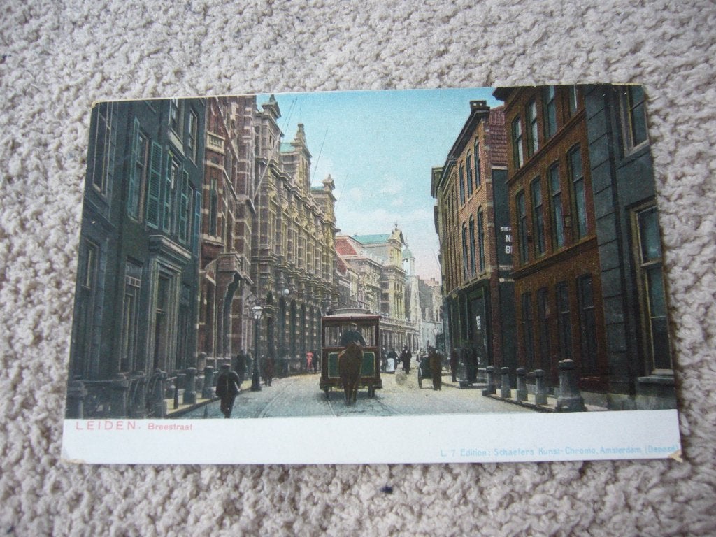 LEIDEN  =  BREESTRAAT MET PAARDENTRAM  BRIEFKAART, Ophalen of Verzenden, Voor 1920, Gelopen, Zuid-Holland