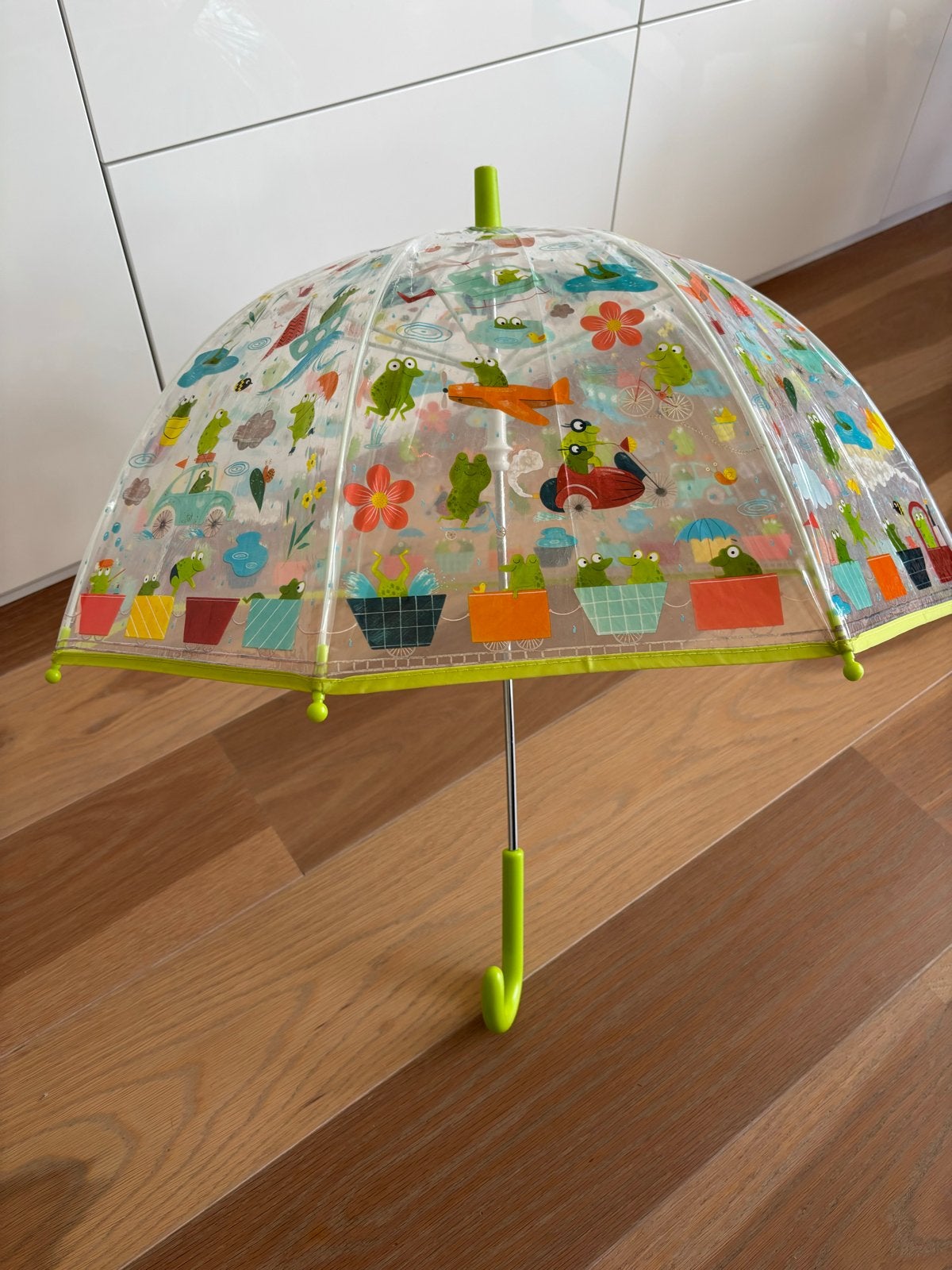 Leuke kinderparaplu met kikkers en vrolijke print, Sieraden, Tassen en Uiterlijk, Paraplu's, Ophalen of Verzenden, Transparant