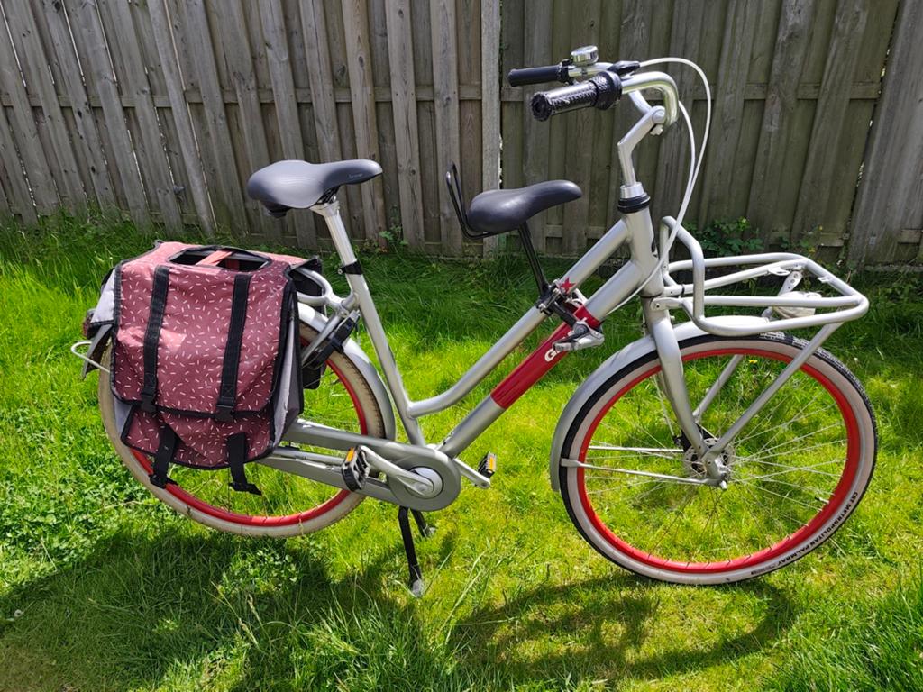 Giant Triple X Damesfiets met extra zitje en fietstassen, Fietsen en Brommers, Velgrem, Versnellingen, 53 tot 56 cm, Gebruikt
