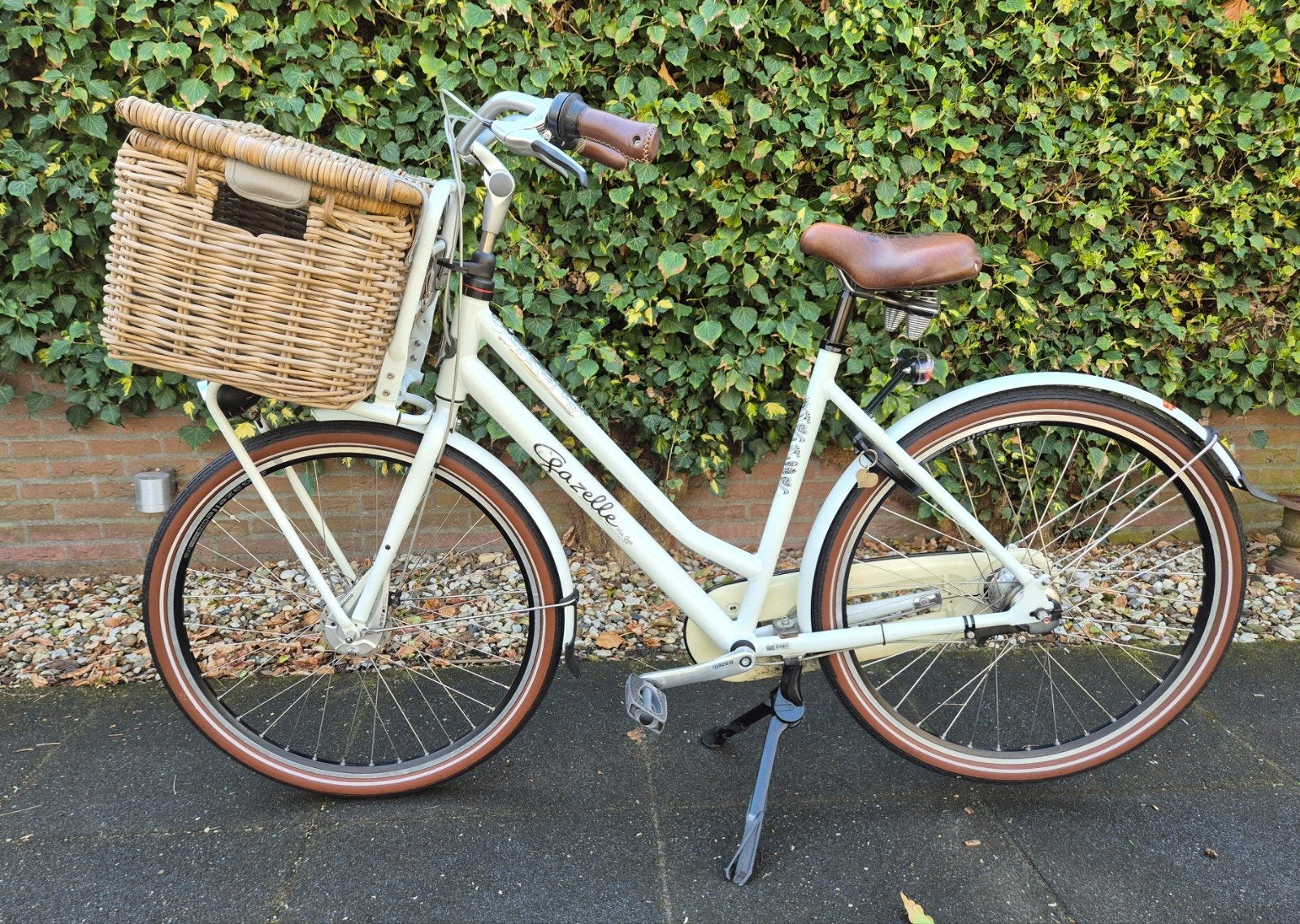 Witte Gazelle Miss Grace Damesfiets 54cm 7v Naafdynamo Mand, Ophalen, 53 tot 56 cm, Versnellingen, Zo goed als nieuw
