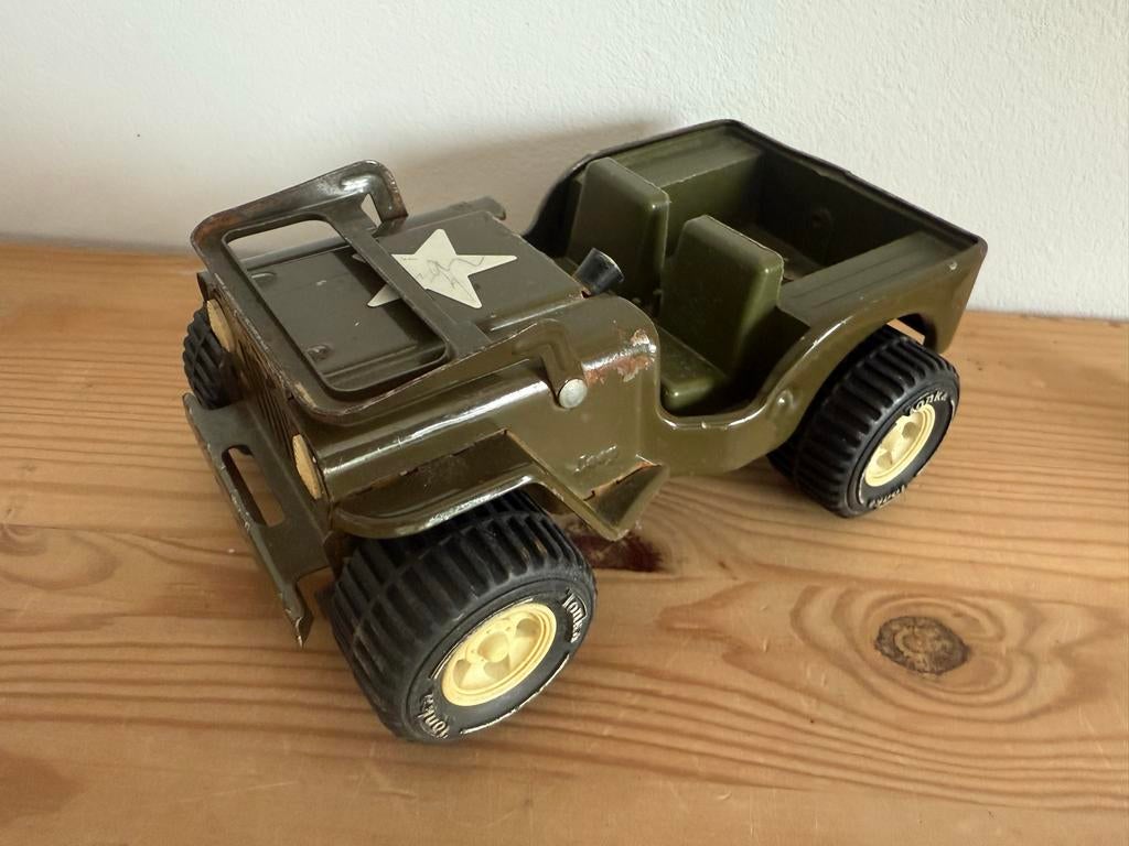 Vintage Tonka Jeep - Legergroen Metalen Speelgoedauto, Kinderen en Baby's, Speelgoed | Speelgoedvoertuigen, Ophalen of Verzenden