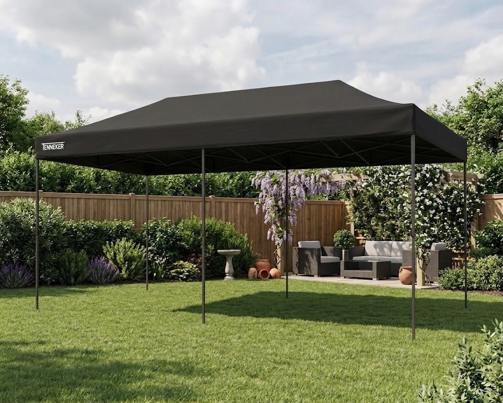 Zwarte Partytent te huur 6 x 3 meter, Tuin en Terras, Ophalen, Gebruikt, Opvouwbaar, Partytent