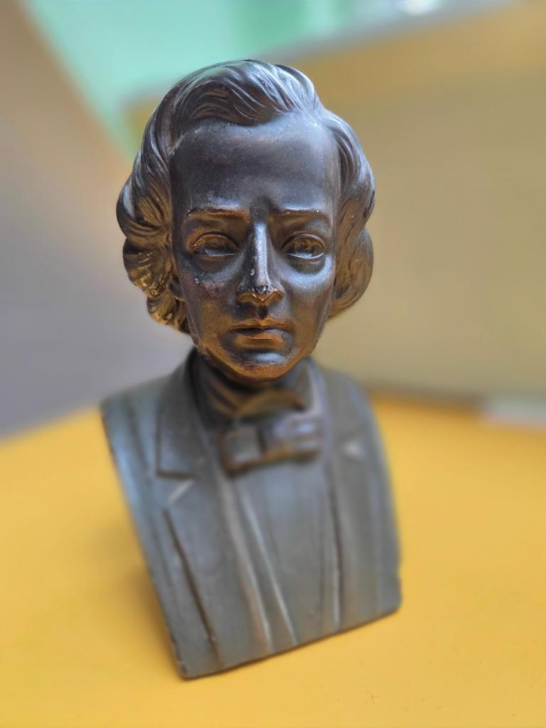 Chopin borstbeeld. S. Carli. 19 cm hoog. Speltor., Antiek en Kunst, Ophalen of Verzenden