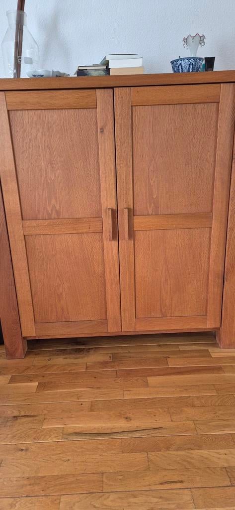 Houten TV-kast met twee inschuifbare deuren, Ophalen, Gebruikt, 100 tot 150 cm, 100 tot 150 cm