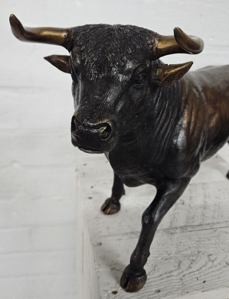 STIER // BRONZEN BEELD / koe/ TUINBEELD / boederijdier, Dierenbeeld, Nieuw, Info@huisentuindecoratiemarie.nl, Huis en tuin decoratie marie